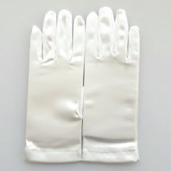 Gants en satin blanc brillant, taille unique.