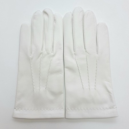 gants service, officier en cuir d agneau blanc pour homme.