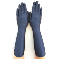 Gant satin navy taille unique, Longueur en dessus du poignet.