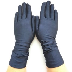 Gant satin navy taille unique, Longueur en dessus du poignet.