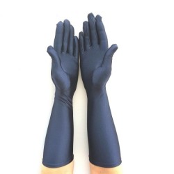 Gant satin navy taille unique, Longueur en dessus du poignet.