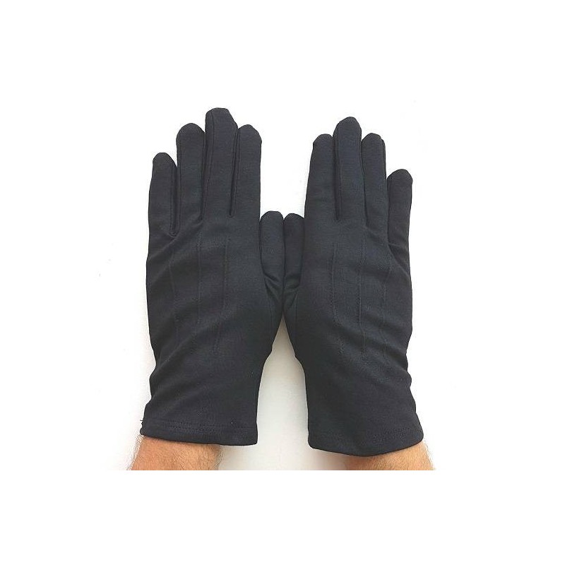 Gant service officier, 3 nervures, noir en coton pour femme et homme.