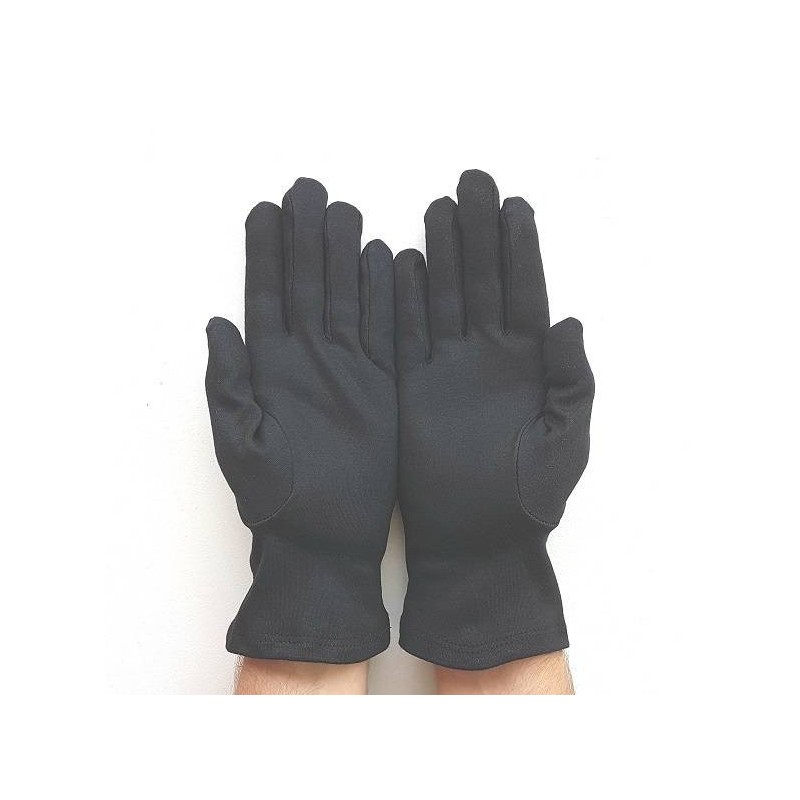 Gant service officier, 3 nervures, noir en coton pour femme et homme.