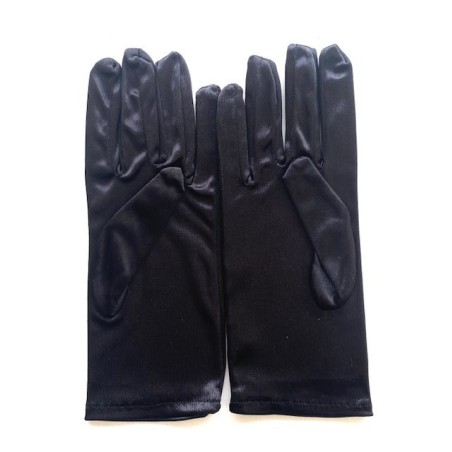 Gants en satin Noirs brillant, taille unique.