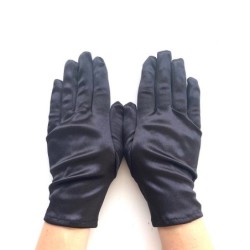 Gants en satin Noirs brillant, taille unique.
