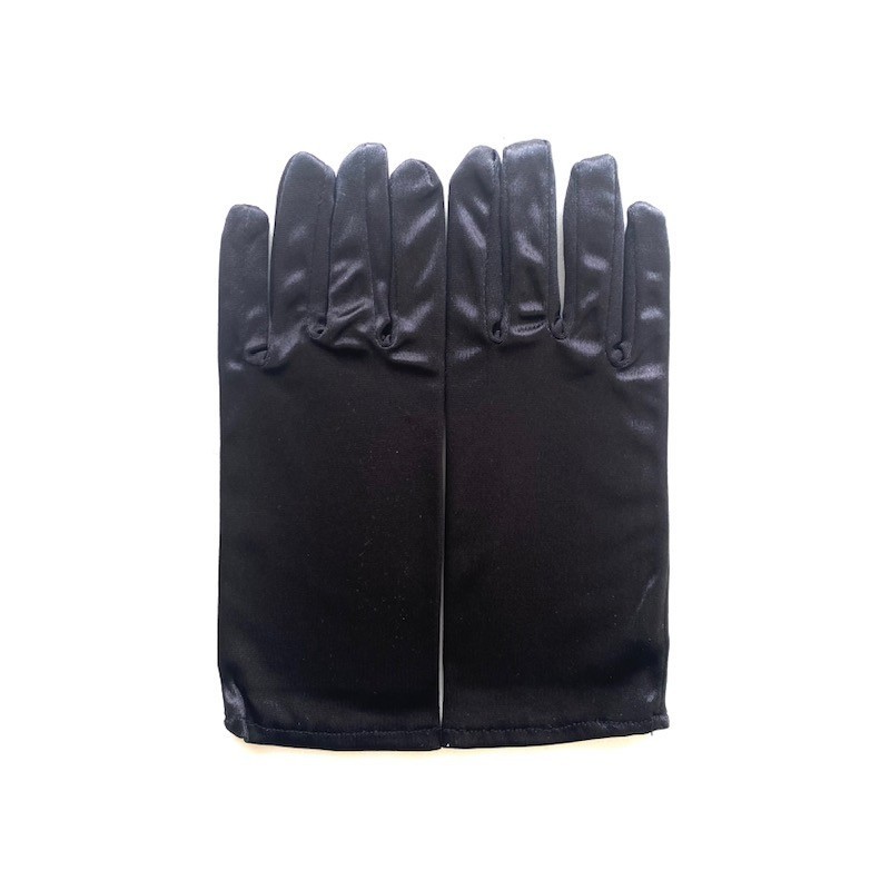 Gants en satin Noirs brillant, taille unique.
