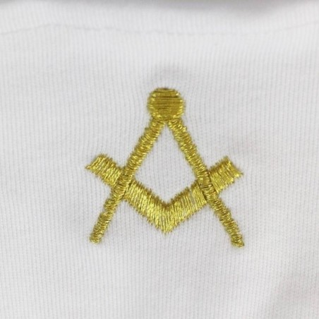 Gant Blanc Coton Franc Maçon broderie équerre et compas femme et homme