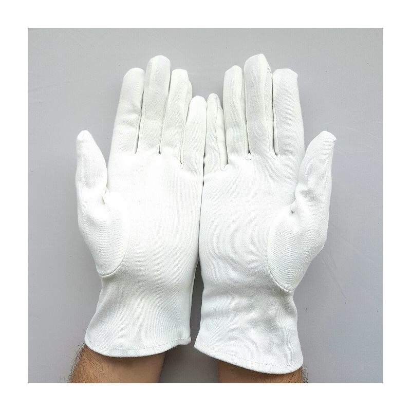 Gant Blanc Coton Franc Maçon broderie équerre et compas femme et homme