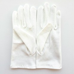 Gant Blanc Coton Franc Maçon broderie feuille Acacia or femme et homme