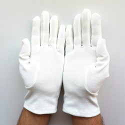 Gant Blanc Coton Franc Maçon broderie feuille Acacia or femme et homme