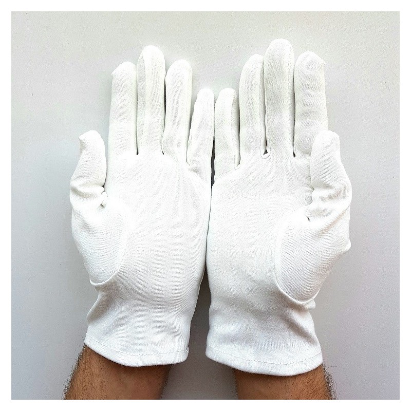 Gant Blanc Coton Franc Maçon broderie feuille Acacia or femme et homme