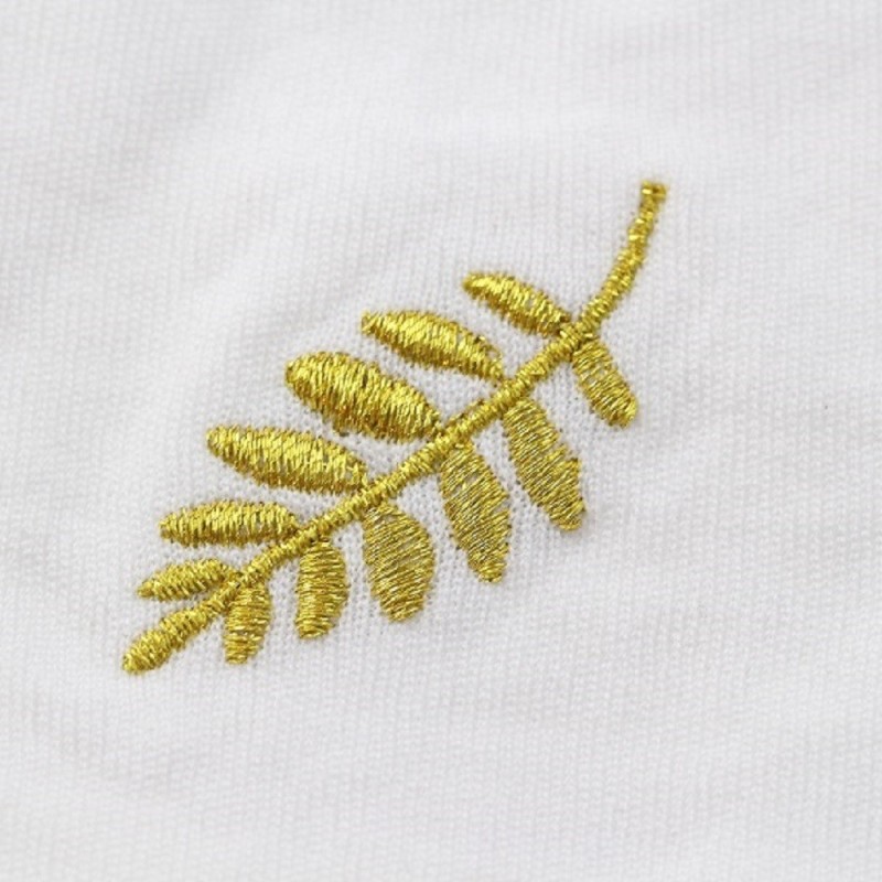Gant Blanc Coton Franc Maçon broderie feuille Acacia or femme et homme