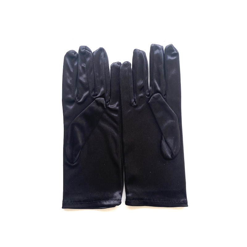 Gants en satin Noirs brillant, taille unique.