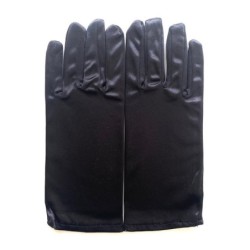 Gants en satin Noirs brillant, taille unique.