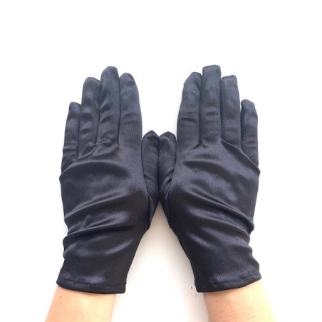 Gants en satin Noirs brillant, taille unique.