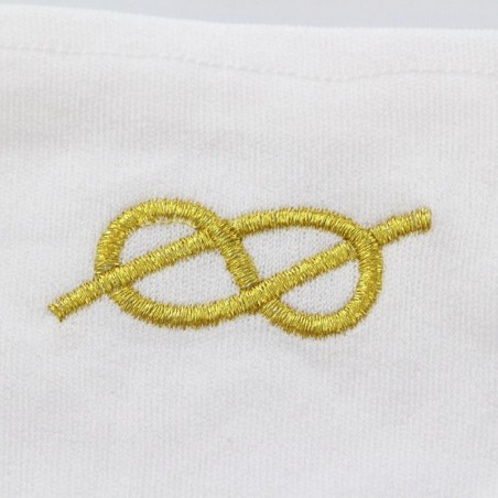Gant Blanc Coton Franc Maçon broderie lac d'amour dorée femme et homme