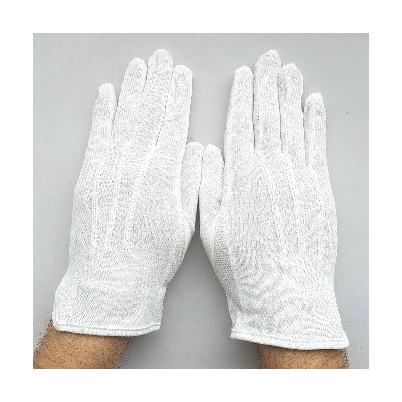 gants blanc coton avec grip pvc pour attraper petits objets, papiers.
