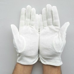 gants blanc coton avec grip pour petites et grandes mains.