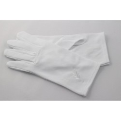 Gant Blanc Nylon franc maçon broderie feuille acacia blanche.