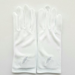 Gant Blanc Nylon franc maçon broderie feuille acacia blanche.