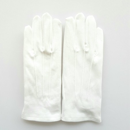 Gants Service Officier Apparat  3 Nervures Blancs en coton Mixte.