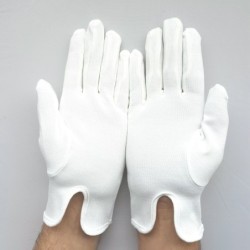 Gants Service Officier Apparat  3 Nervures Blancs en coton Mixte.