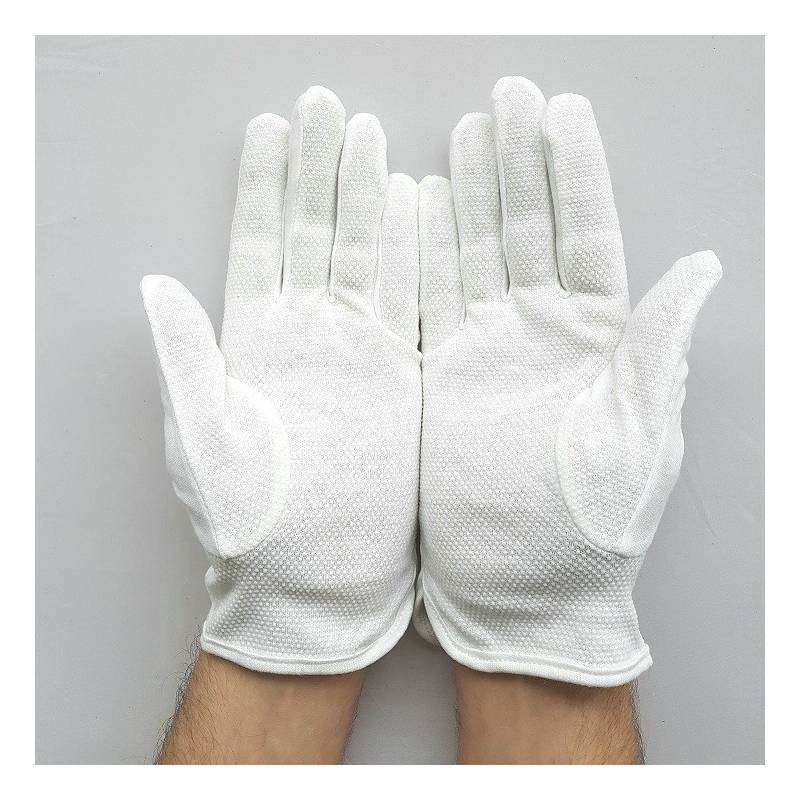 gants blanc coton avec grip pvc pour attraper petits objets, papiers.
