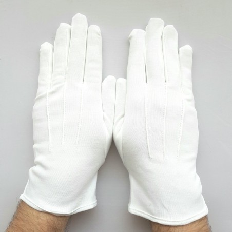 Gants Service Officier Apparat  3 Nervures Blancs en coton Mixte.