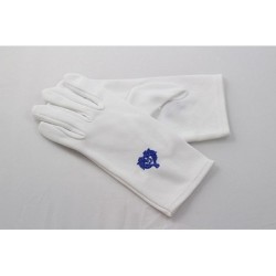 gants blanc nylon franc maçon broderie bleue, taille femme.