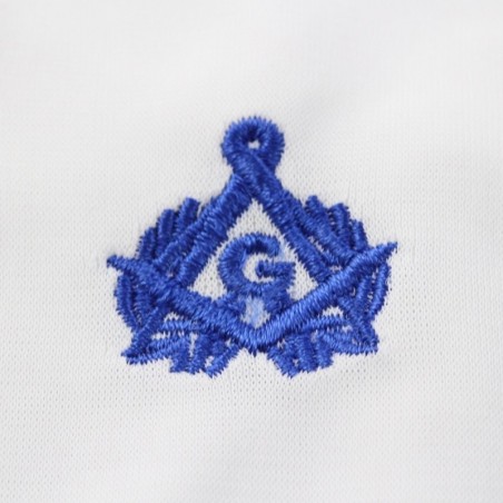 gants blanc nylon franc maçon broderie bleue, taille femme.
